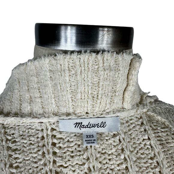 MADEWELL Diaz Striped Retro Open Cardigan Sweater XXS Oversized Cream Pink - Picture 6 of 7